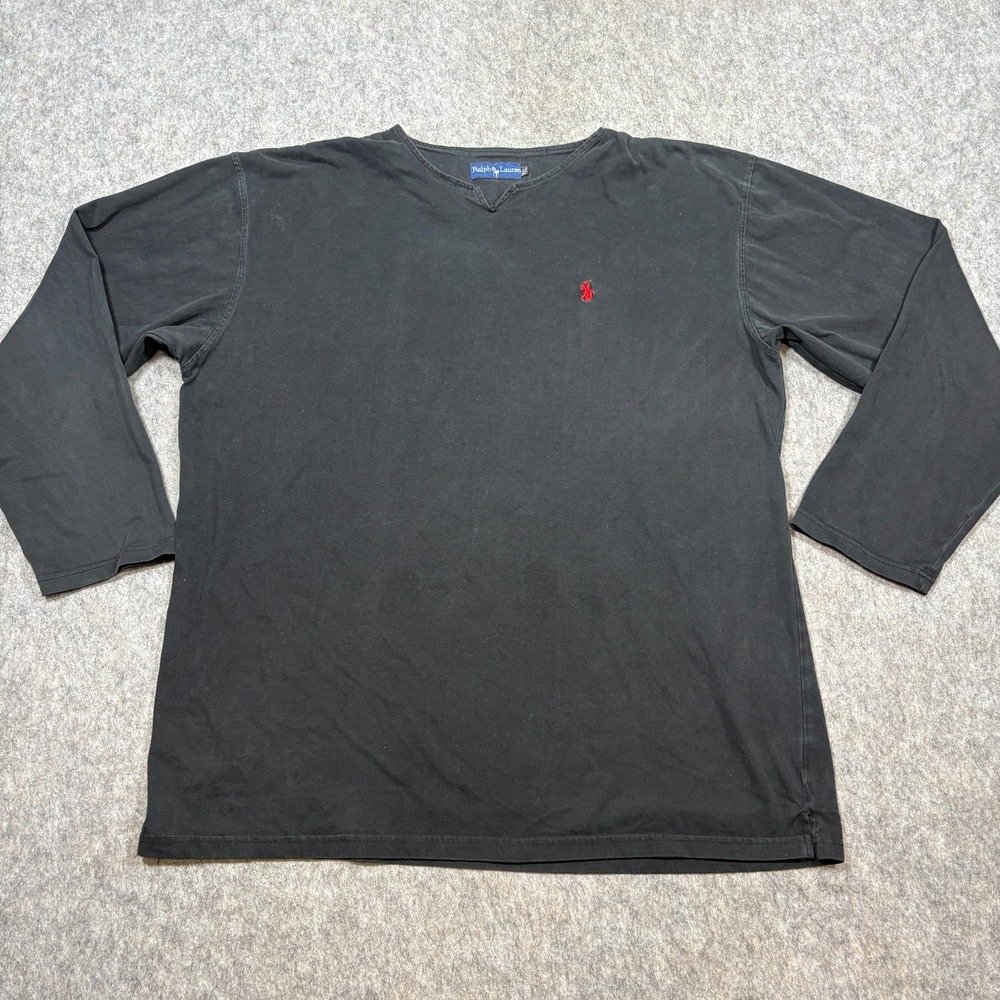 Ralph Lauren T-Shirt Men's Top Size XXL Vintage Black 3/4 Sleeves Pony Logo Tee
